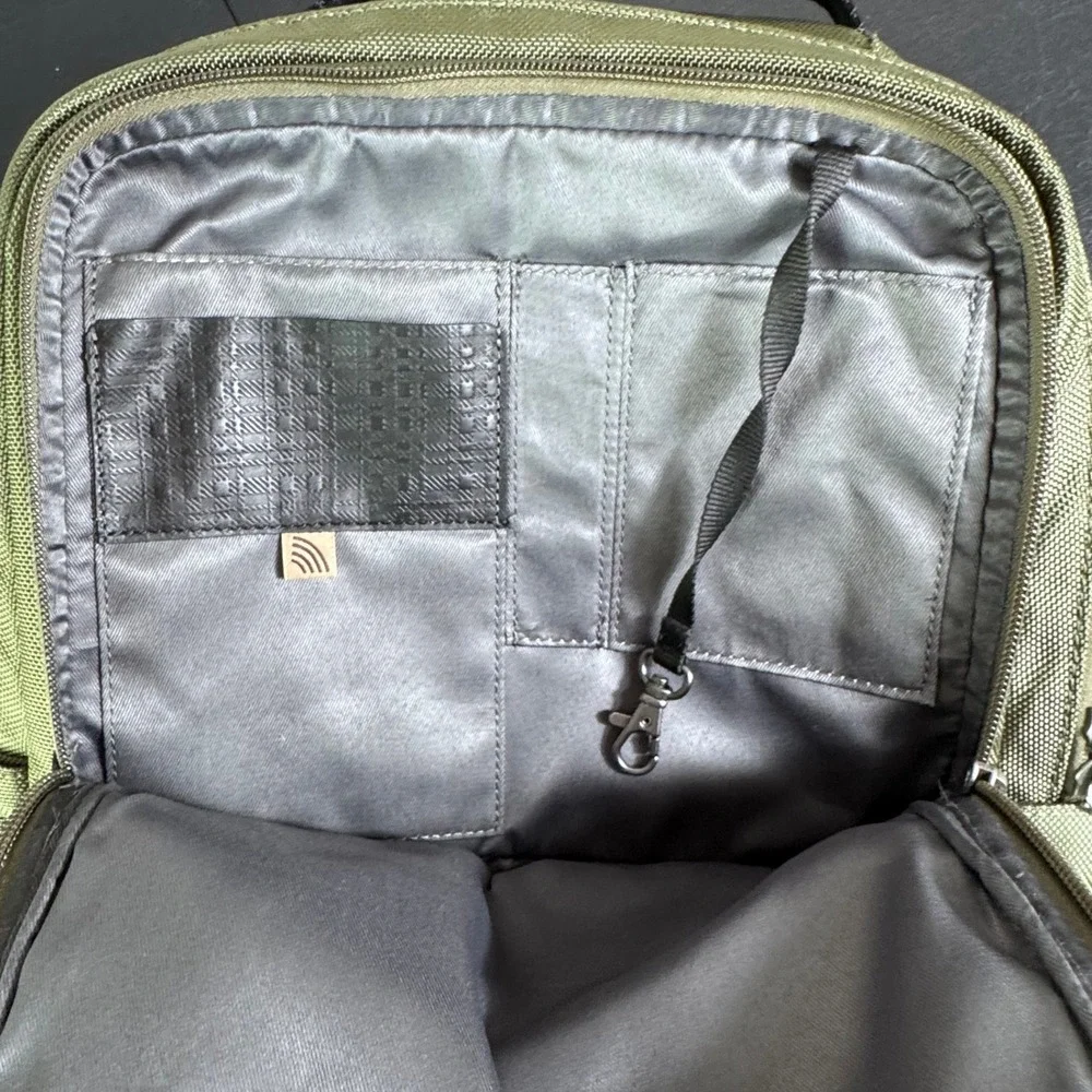 Boconi Olive Green Ballistic Nylon Leather Trim Laptop Backpack Professional Bag